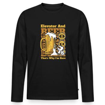 Elevator And Beer That's Why I'm Here Elevator - Men's Premium Organic Long Sleeve Shirt - black - Front - Nico (187cm)