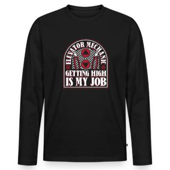 Elevator Mechanic Getting High Is My Job Elevator - Men's Premium Organic Long Sleeve Shirt - black - Front - Nico (187cm)