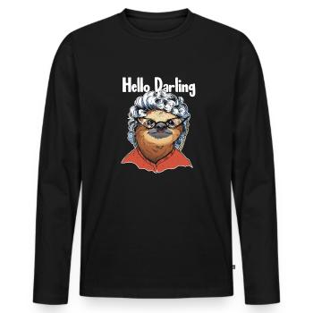 Bonjour Darling Folivora Pilosa à gorge brune - T-shirt manches longues Premium bio Homme - noir - Devant - Nico (187cm)
