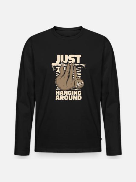 Just Hanging Around Brown-Throated Pilosa - Men's Premium Organic Long Sleeve Shirt - black