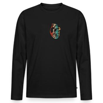 Chirurgie du cœur Logo Emblème Stimulateurs cardiaques Cœur ouvert - T-shirt manches longues Premium bio Homme - noir - Devant - Nico (187cm)