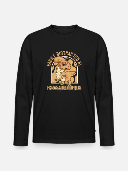 Easily Distracted By Parasaurolophus Lover - Men's Premium Organic Long Sleeve Shirt - black