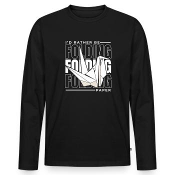 Je préfère plier du papier Papier grue Plier - T-shirt manches longues Premium bio Homme - noir - Devant - Nico (187cm)