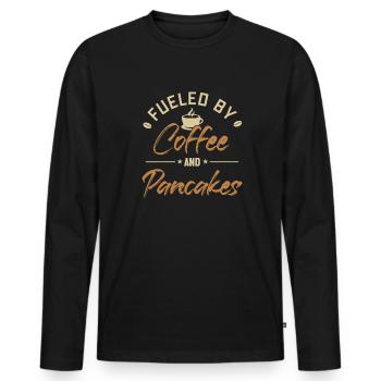 Alimenté par le café et les crêpes Recettes Flapjack - T-shirt manches longues Premium bio Homme - noir - Devant - Nico (187cm)