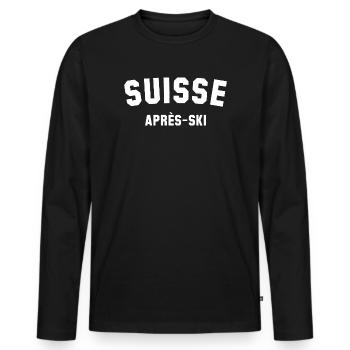 APRES SKI Suisse Switzerland Schweiz - Männer Premium Bio Langarmshirt - Schwarz - Vorne - Nico (187cm)