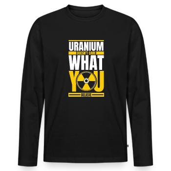 L’uranium ne se soucie pas de ce que vous croyez nucléaire - T-shirt manches longues Premium bio Homme - noir - Devant - Nico (187cm)