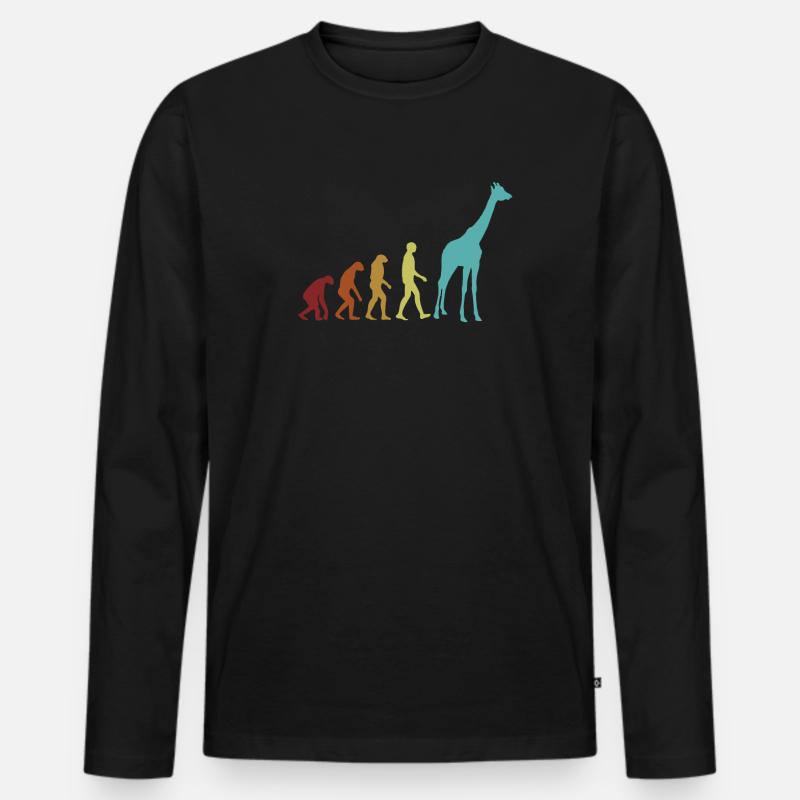 Giraffe Evolution Nubisch Afrikanische Giraffidae - Männer Premium Bio Langarmshirt - Schwarz