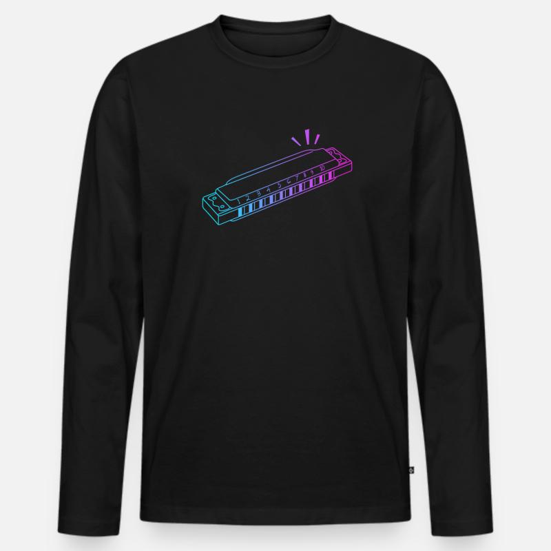 Maulharfe Harmonist Harmonicist Profi - Männer Premium Bio Langarmshirt - Schwarz