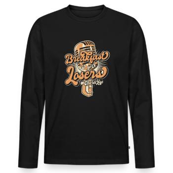 Frühstück ist für Verlierer Opernhaus-Sänger - Männer Premium Bio Langarmshirt - Schwarz - Vorne - Nico (187cm)
