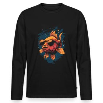 Du poisson cool pour les pêcheurs - T-shirt manches longues Premium bio Homme - noir - Devant - Nico (187cm)