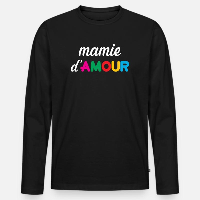 Oma der Liebe - Männer Premium Bio Langarmshirt - Schwarz