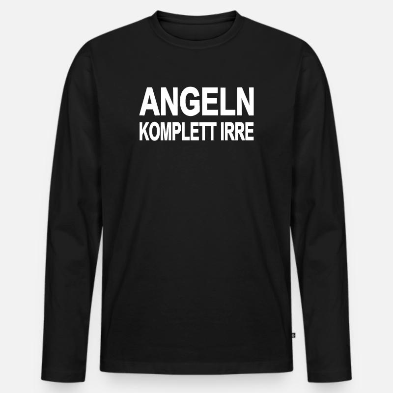 Angeln - Männer Premium Bio Langarmshirt - Schwarz