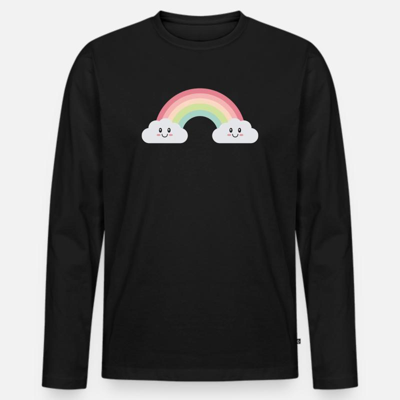 Regenbogenwolken - Männer Premium Bio Langarmshirt - Schwarz