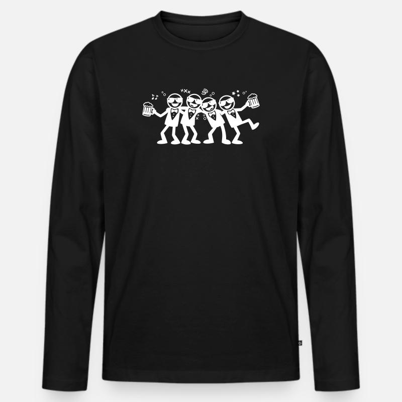 Bräutigam Freunde Gruppe Bier - Männer Premium Bio Langarmshirt - Schwarz