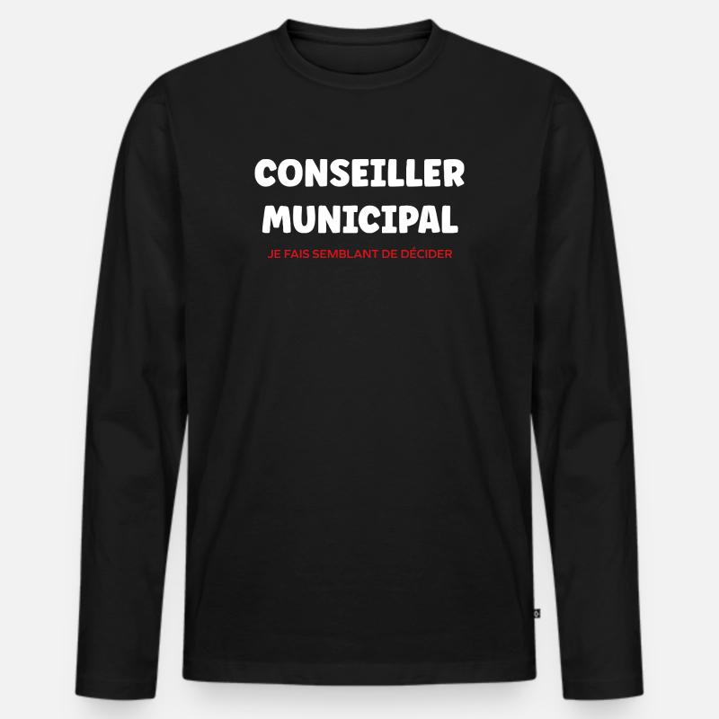 Stadtrat Typo Black Bold - Männer Premium Bio Langarmshirt - Schwarz