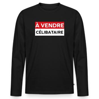 célibataire - T-shirt manches longues Premium bio Homme - noir - Devant - Nico (187cm)