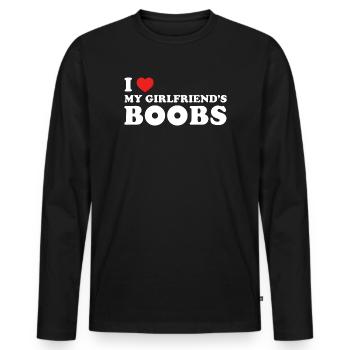 I like my girlfriend's funny breasts red auxeins - Men's Premium Organic Long Sleeve Shirt - black - Front - Nico (187cm)