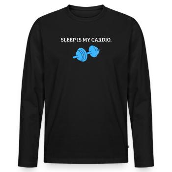 Sleep is my Cardio Lustiges Fitness & Schlaf Shirt - Männer Premium Bio Langarmshirt - Schwarz - Vorne - Nico (187cm)