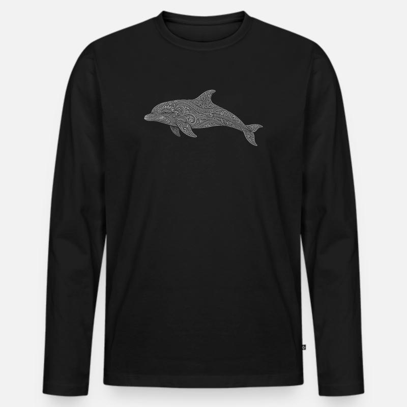 Delfin  - Männer Premium Bio Langarmshirt - Schwarz