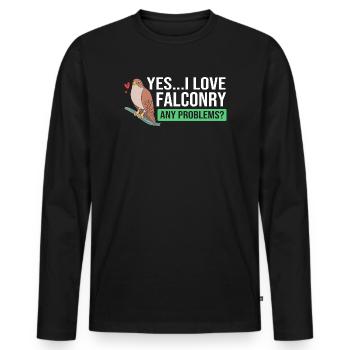 Falcon Falconry Chirp - Men's Premium Organic Long Sleeve Shirt - black - Front - Nico (187cm)