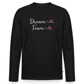 Dream Team Herz Typographie - Männer Premium Bio Langarmshirt - Schwarz - Vorne - Nico (187cm)