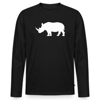 Rhino Silhouette Minimaliste - T-shirt manches longues Premium bio Homme - noir - Devant - Nico (187cm)