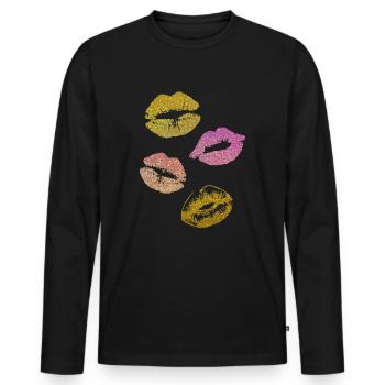 Glitzer Lippen - Männer Premium Bio Langarmshirt - Schwarz - Vorne - Nico (187cm)