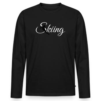 Ski skieur (blanc) sports d'hiver après-ski - T-shirt manches longues Premium bio Homme - noir - Devant - Nico (187cm)