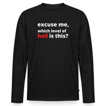 Drôle de dicton sarcastique - T-shirt manches longues Premium bio Homme - noir - Devant - Nico (187cm)