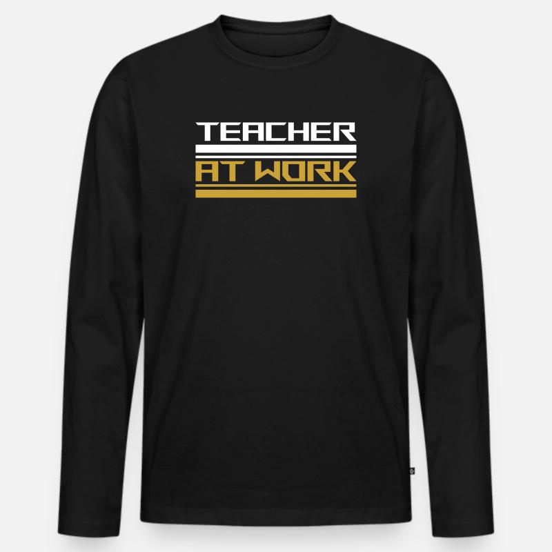 Teacher at work white - Männer Premium Bio Langarmshirt - Schwarz