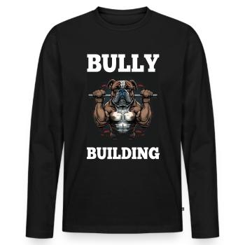 Français Bulldog Frenchie Bodybuilding Dog - T-shirt manches longues Premium bio Homme - noir - Devant - Nico (187cm)