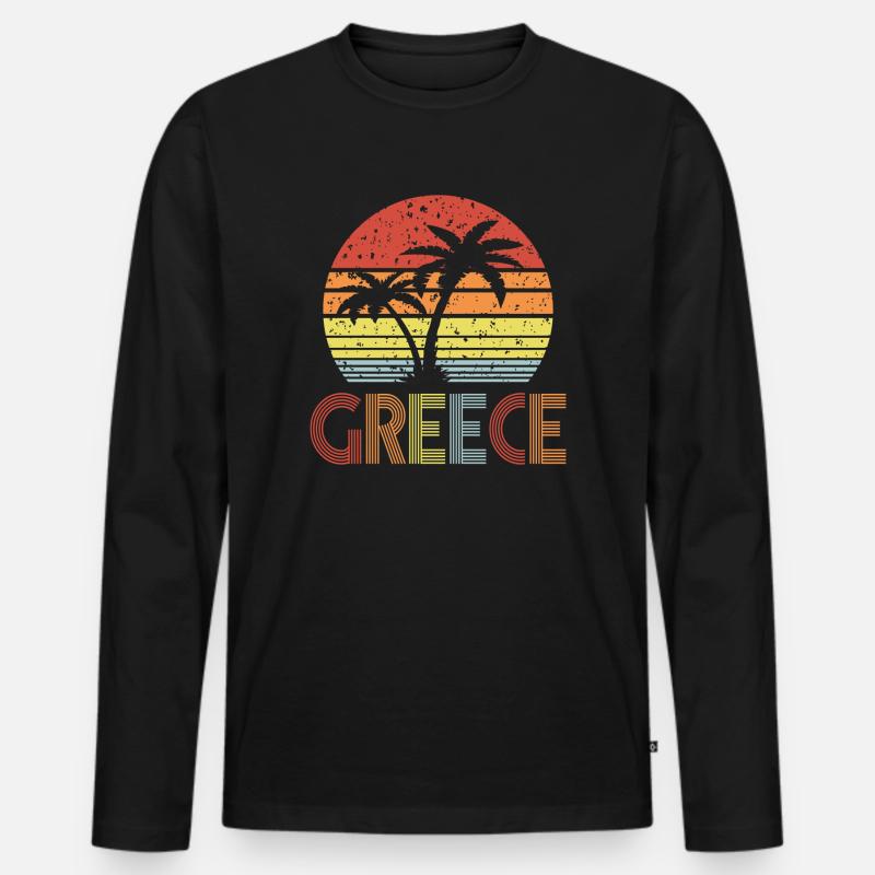 Greece - Männer Premium Bio Langarmshirt - Schwarz
