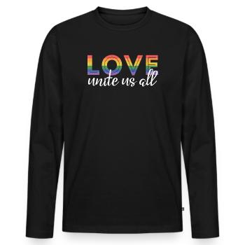 LGBT Pride Month - Love unite us all - Men's Premium Organic Long Sleeve Shirt - black - Front - Nico (187cm)