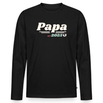 Papa Est 2025 Je vais être un papa style rétro - T-shirt manches longues Premium bio Homme - noir - Devant - Nico (187cm)
