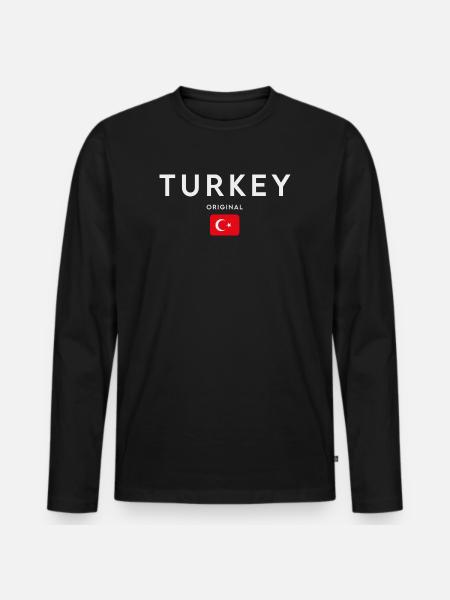 Flag of Turkey, Turkish Pride - Men's Premium Organic Long Sleeve Shirt - black