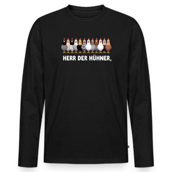Seigneur des poulets Graphique amusant de poulet - T-shirt manches longues Premium bio Homme - noir - Devant - Nico (187cm)