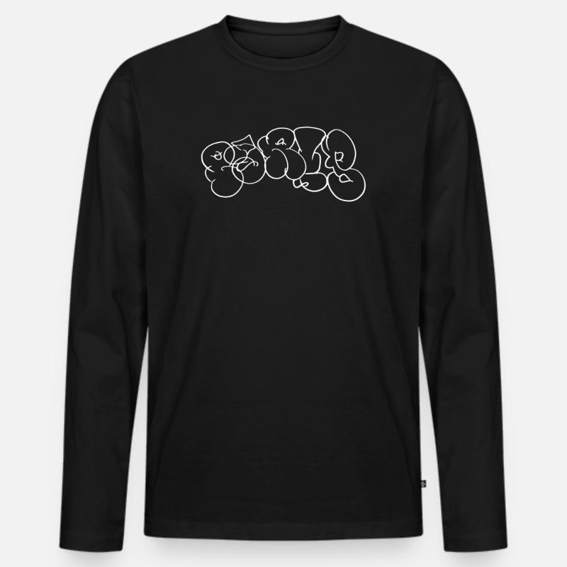 Paris Bubble Graffiti Linienkunst in Schwarzweiß - Männer Premium Bio Langarmshirt - Schwarz