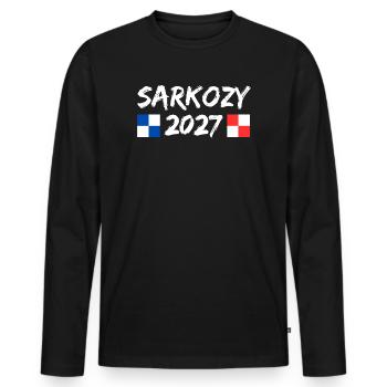 Sarkozy 2027 Humor Politics Elections - Men's Premium Organic Long Sleeve Shirt - black - Front - Nico (187cm)