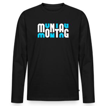 Motif Monday White/Cyan - Men's Premium Organic Long Sleeve Shirt - black - Front - Nico (187cm)