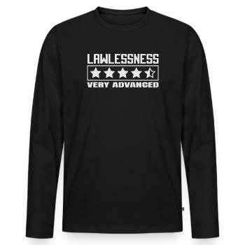 Lustiger Spruch: Gesetzlosigkeit fortgeschritten! - Männer Premium Bio Langarmshirt - Schwarz - Vorne - Nico (187cm)
