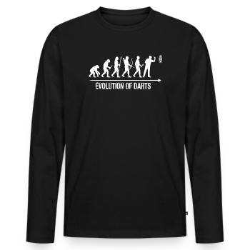 Darts Evolution Fun Hoodie, Shirt, Tasche, Tasse - Männer Premium Bio Langarmshirt - Schwarz - Vorne - Nico (187cm)