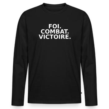 FOI COMBAT VICTOIRE – Édition France - T-shirt manches longues Premium bio Homme - noir - Devant - Nico (187cm)