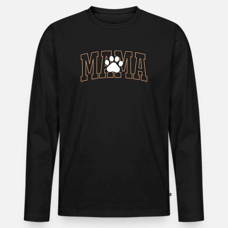 Mama mit Pfotenabdruck - Männer Premium Bio Langarmshirt - Schwarz