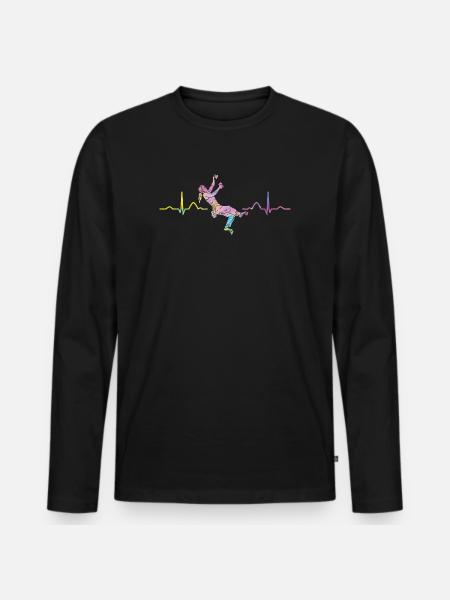 Boulderer heartbeat Bouldering Bouldering - Men's Premium Organic Long Sleeve Shirt - black