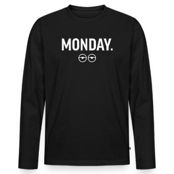 Lundi Yeux au ciel Début de semaine drôle - T-shirt manches longues Premium bio Homme - noir - Devant - Nico (187cm)