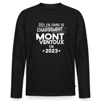 Mont Ventoux 2023 Cycliste Montagne Randonnée - T-shirt manches longues Premium bio Homme - noir - Devant - Nico (187cm)