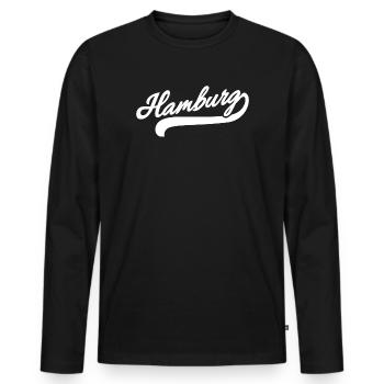 Hambourg Rétro - T-shirt manches longues Premium bio Homme - noir - Devant - Nico (187cm)