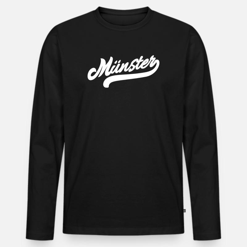 Münster Retro - Männer Premium Bio Langarmshirt - Schwarz
