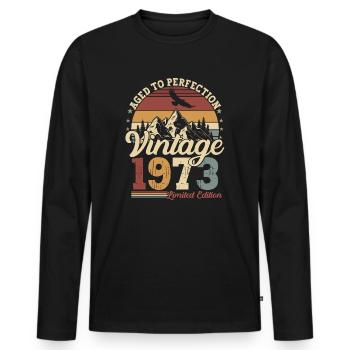 1973 Né vintage 50 anniversaire - T-shirt manches longues Premium bio Homme - noir - Devant - Nico (187cm)