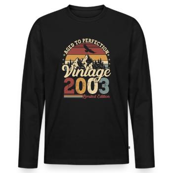 2003 Born Vintage 20 Birthday - Men's Premium Organic Long Sleeve Shirt - black - Front - Nico (187cm)